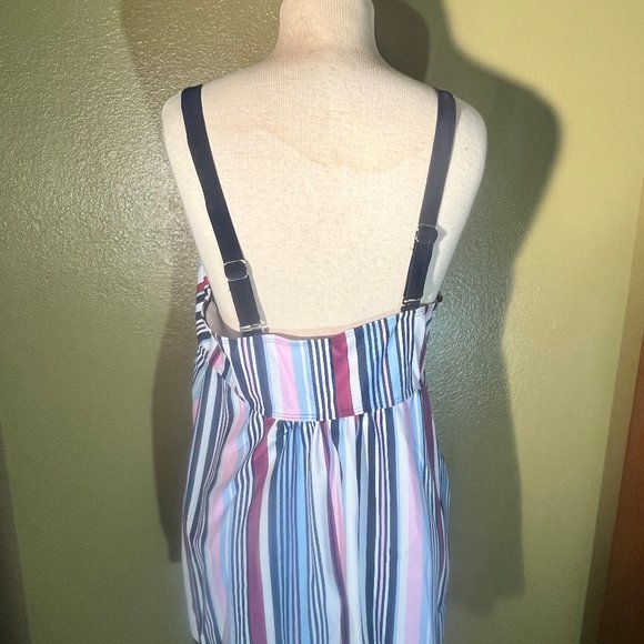 Women 2XL Size Tankini Stripe Printed Tank High Waist 2 Piece Swimsuits with Boy - Picture 3 of 15